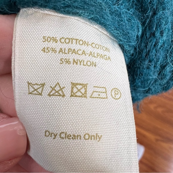 ⭐️ Free People All Mine V Neck Slouchy Alpaca Teal Blue Green Sweater MEDIUM - Picture 15 of 15